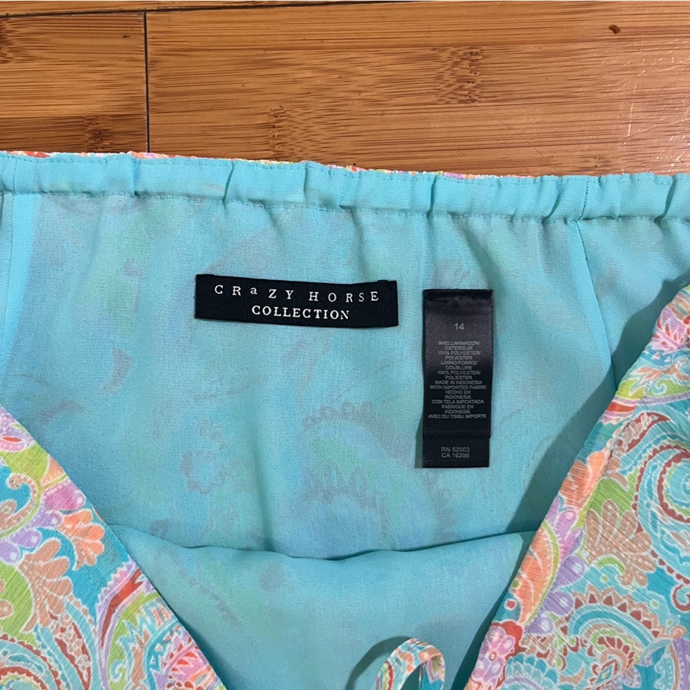 Y2K Crazy Horse Aqua Maxi Ruffle Skirt with Pastel Paisley Accents Mermaidcore - Picture 5 of 9